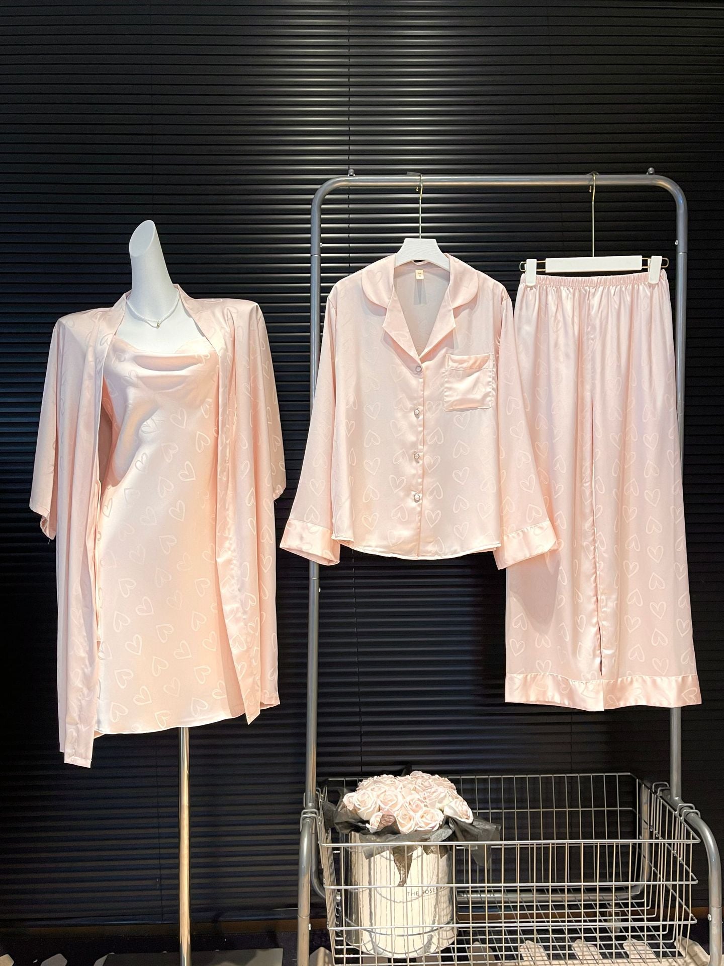 Jacquard Womens Pajama Set with Swing Collar