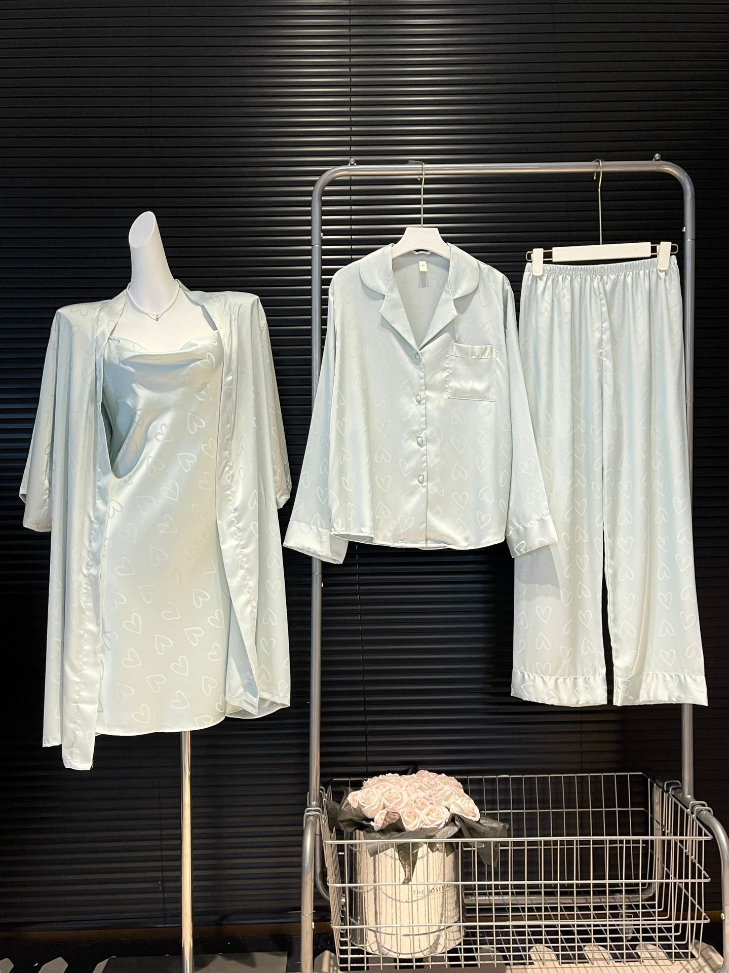 Jacquard Womens Pajama Set with Swing Collar