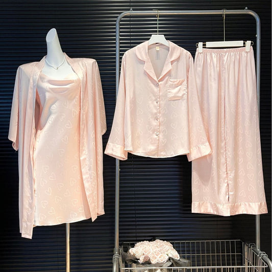 Jacquard Womens Pajama Set with Swing Collar