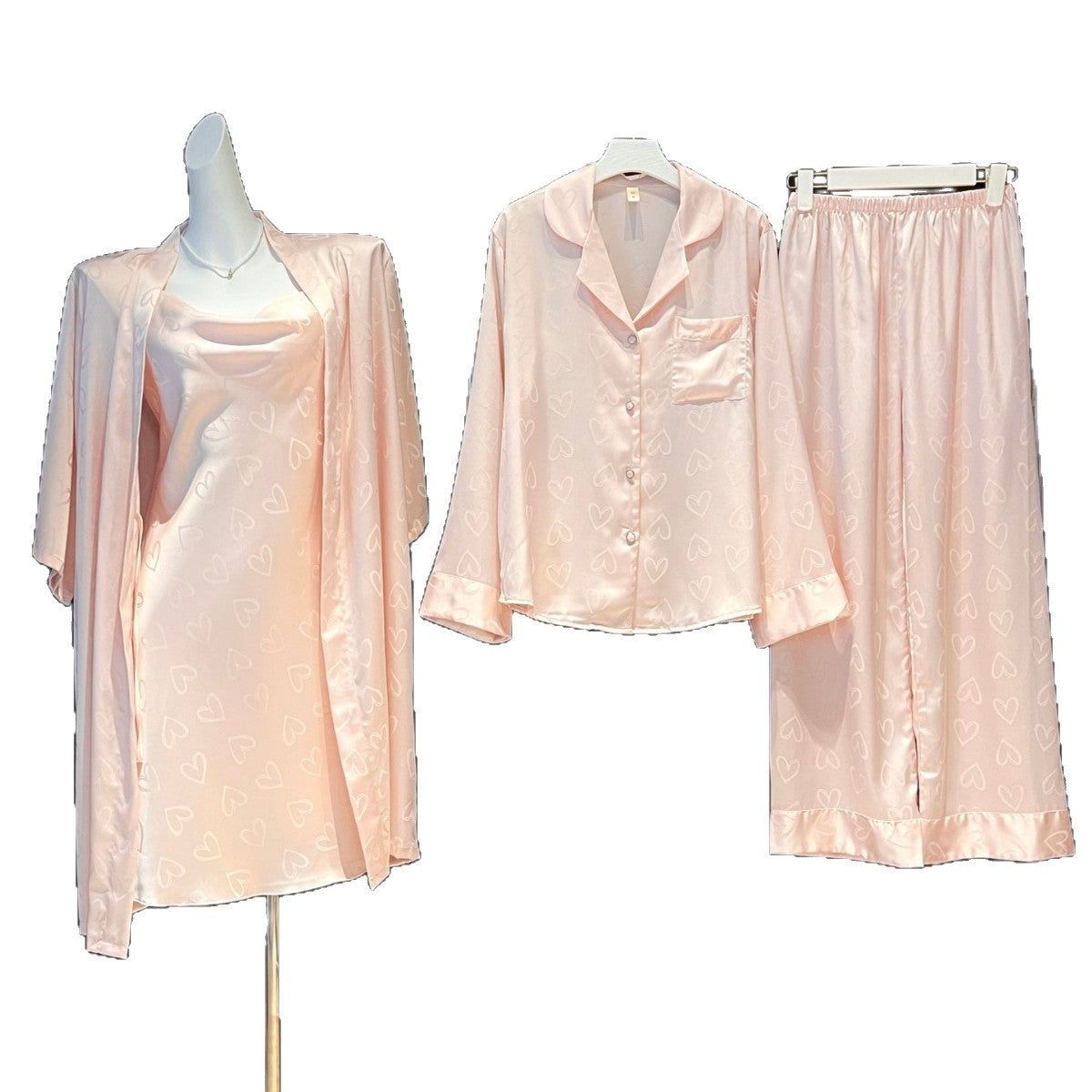 Jacquard Womens Pajama Set with Swing Collar