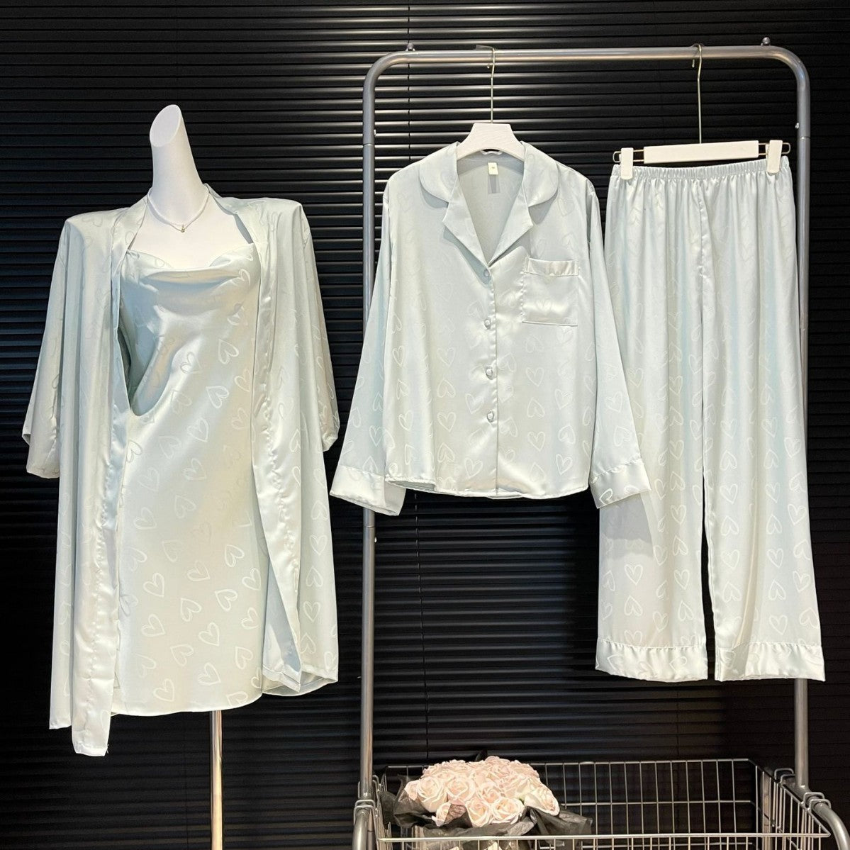 Jacquard Womens Pajama Set with Swing Collar